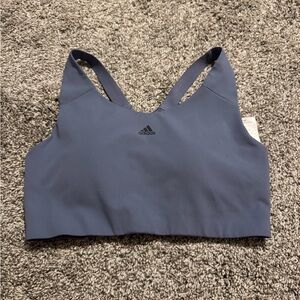 adidas Slate Blue Sports Bra with Strappy Back